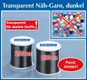 Nähgarn transparent dunkel 2er Set