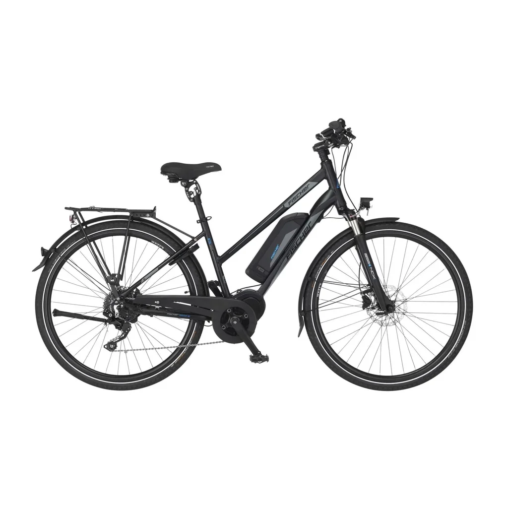 Damen E-Bike Trekking, 28 Zoll, Rahmengröße 44 cm, 10-Gang Kettenschaltung, schwarz matt, VIATOR ETD 1861
