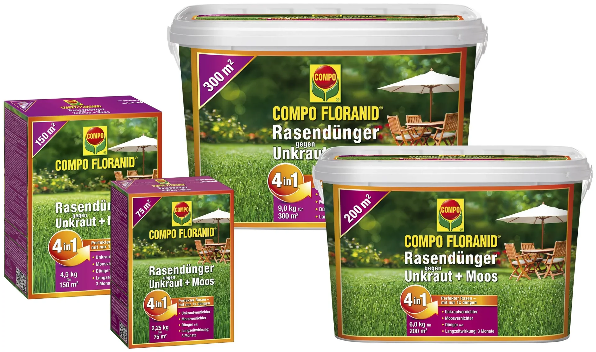 Floranid Rasendünger 4in1, gegen Unkraut & Moos - 6 kg