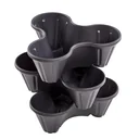 Pflanztöpfe, Pflanzturm, stapelbar, Anthrazit, 3er-Set