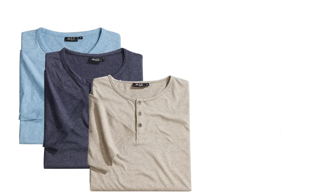 T-Shirt mit Knopfleiste, Farbe hellblau/melange, Gr.XL