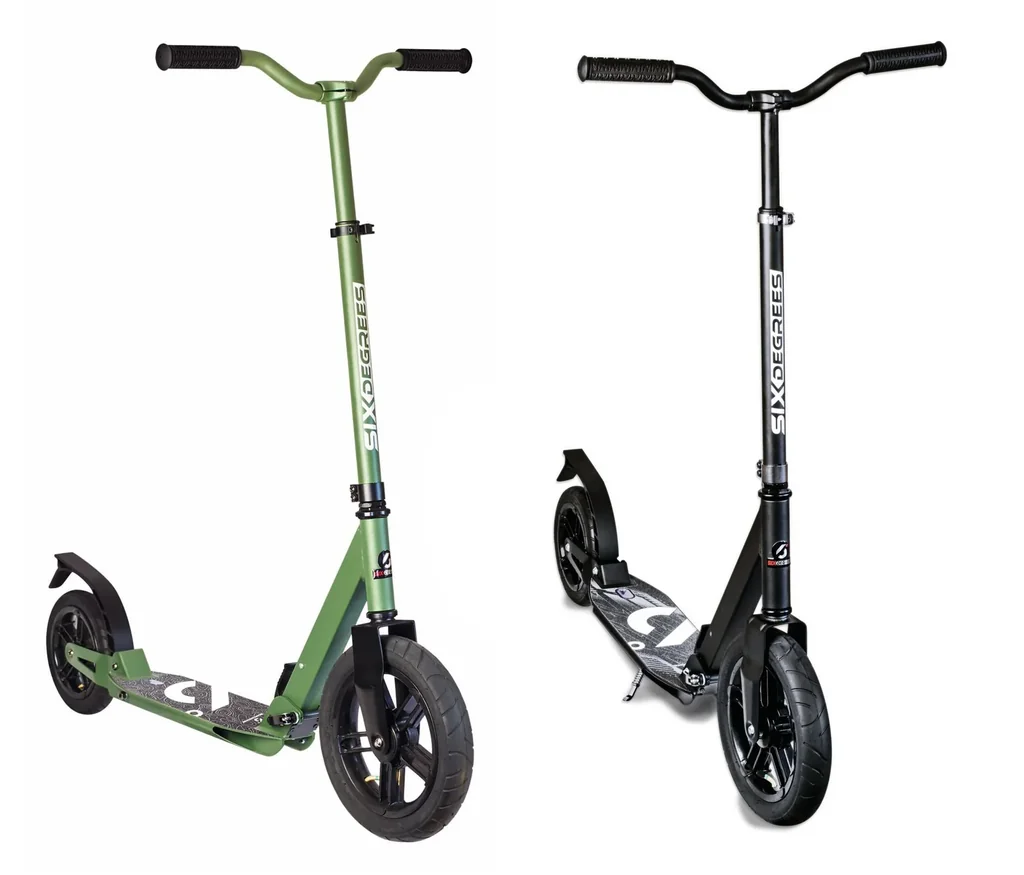 Aluminium Scooter mit Luftbereifung und Federung, 300/205 mm, ABEC 7, höhenverstellbar, olive-grün