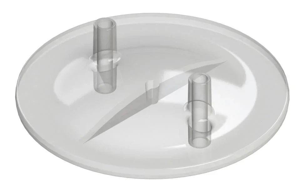 Melkeimerdeckel flach, transparent mit 2 Stutzen, 16mm ID / 20mm AD