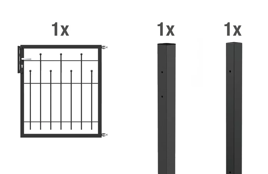 Einzeltorset Madrid, zum Einbetonieren, anthrazit-metallic, Höhe 80 cm, Breite 1 m