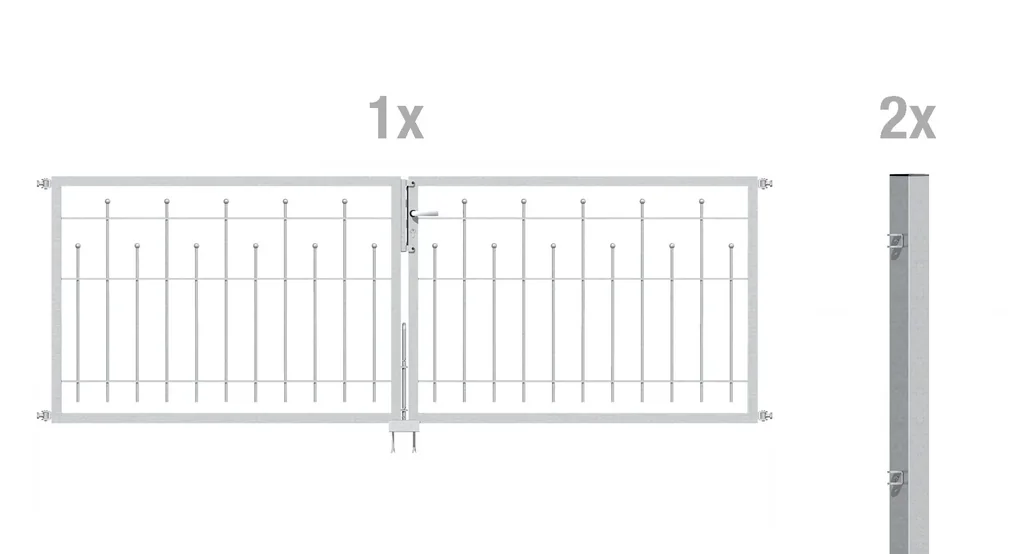 Doppeltor-Set Madrid inkl. Pfosten 3 x 1 m feuerverzinkt
