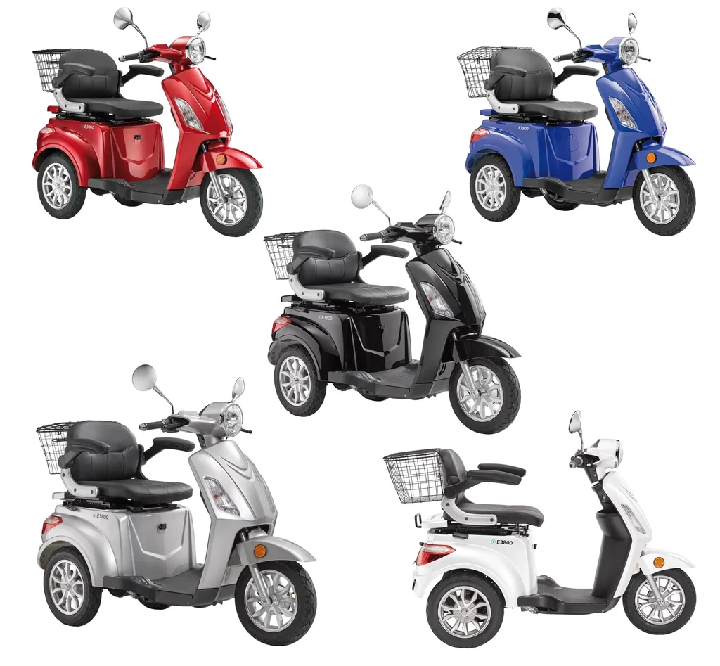 E-Dreirad Luxxon E3800, 20 km/h (Mofa-Klasse), keine Helmpflicht, weinrot