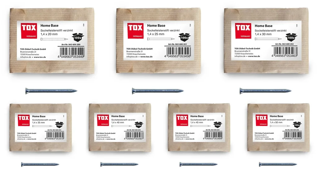 Sockelleistenstifte Home Base 1,4 x 20 mm verzinkt, 100 Stück