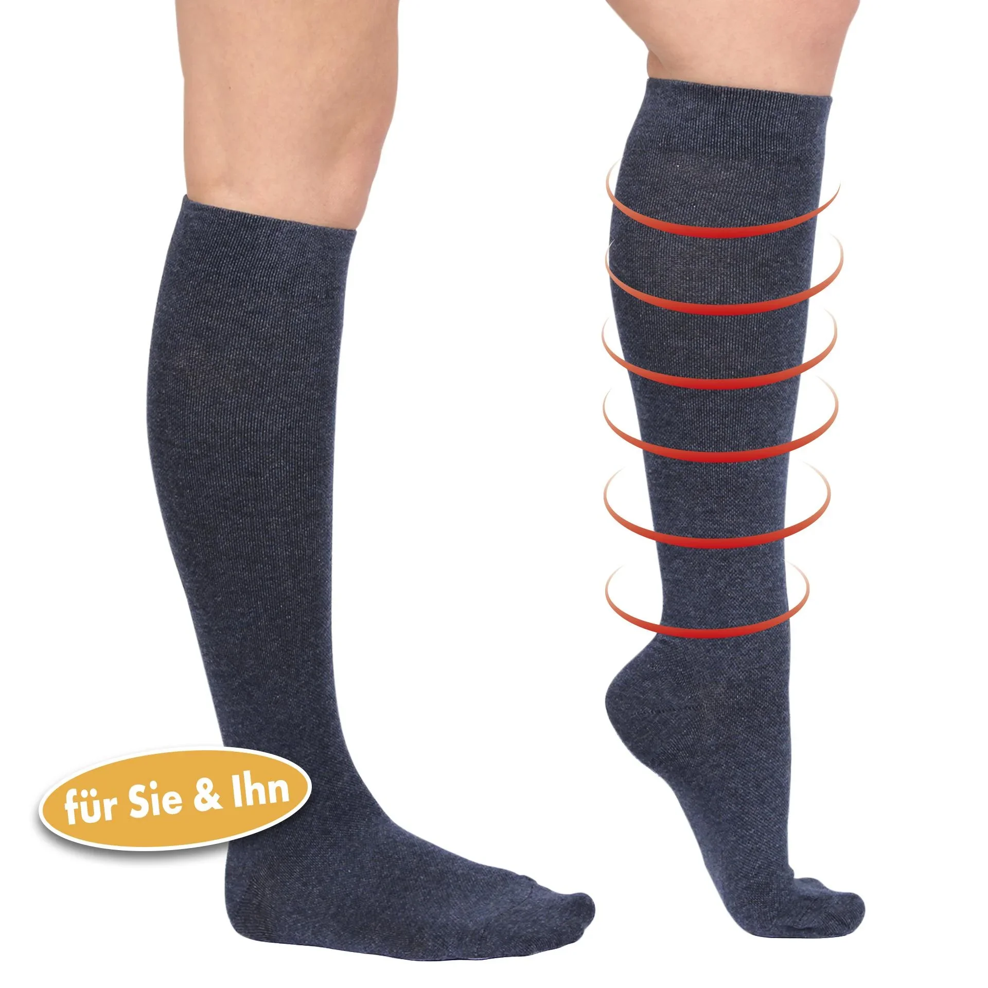 Stützkniestrümpfe Energy LYCRA, jeans, Größe 43 - 46, 1 Paar