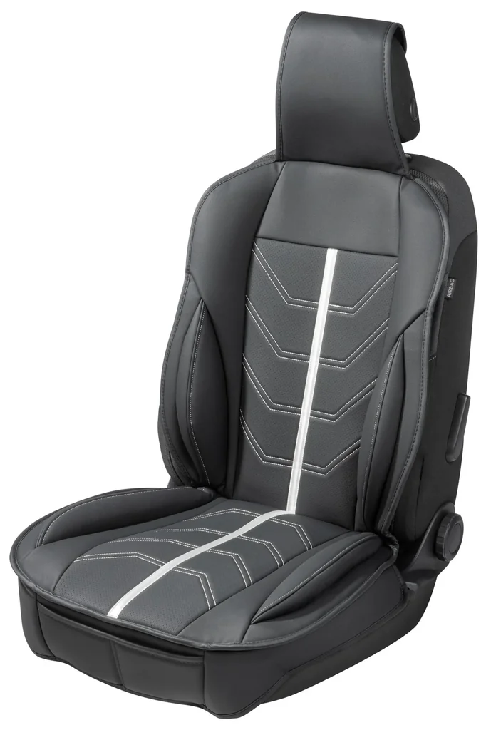 PKW Sitzauflage Kimi, Auto-Sitzaufleger im Rennsportdesign schwarz/silber