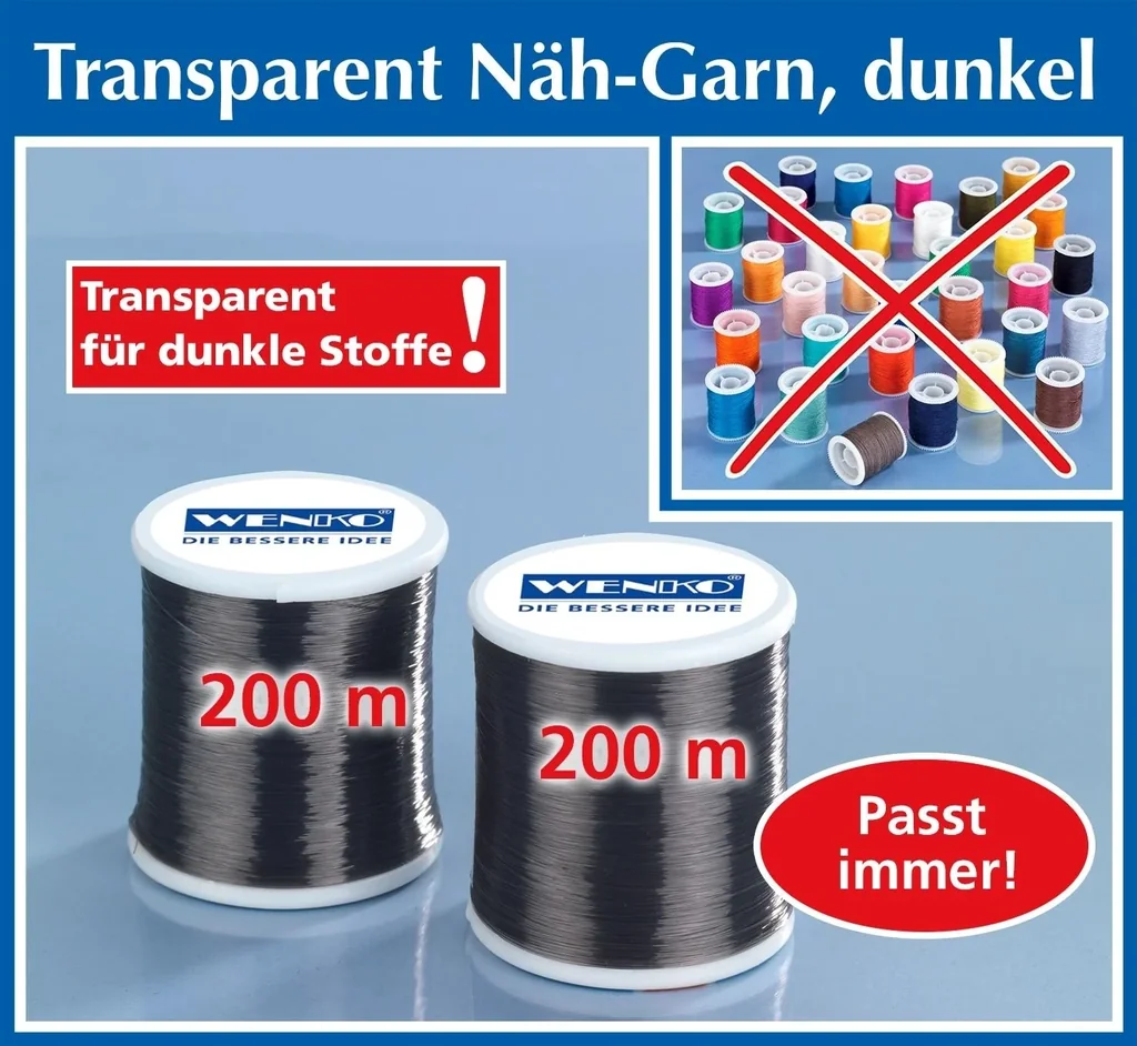 Nähgarn transparent hell 2er Set