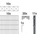 Doppelstabmattenzaun Sets anthrazit mit Dekorelement "Nexus"", Länge: 20 m, Höhe: 140 cm