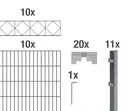 Doppelstabmattenzaun Sets anthrazit mit Dekorelement "Bergen"", Länge: 20 m, Höhe: 160 cm