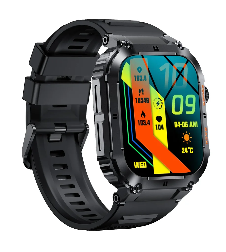 Bluetooth Smartwatch mit Herzfrequenz, Blutdruck und Blutsauerstoffmessung, schwarz