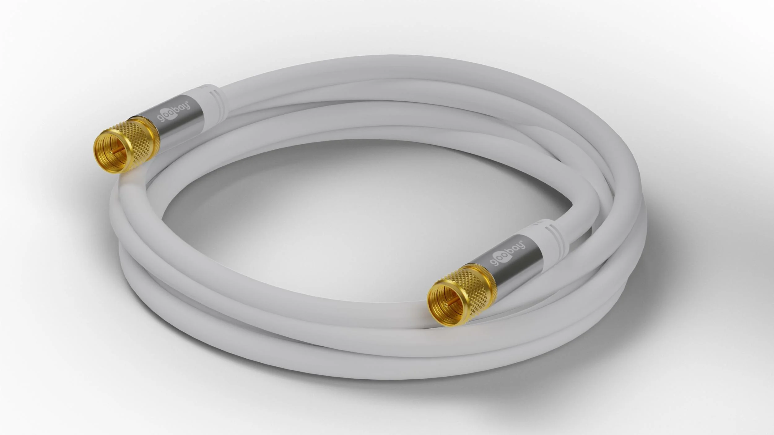 SAT Antennenkabel 135 dB, 4x geschirmt, 10 m, Weiß - vergoldet, F-Stecker > F-Stecker (70653)