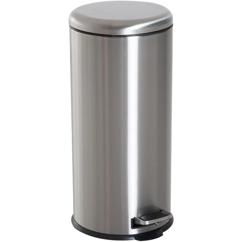 Treteimer mit Inneneimer Pedal-Mülleimer Klappdeckel Abfallsammler Edelstahl Silber 30L