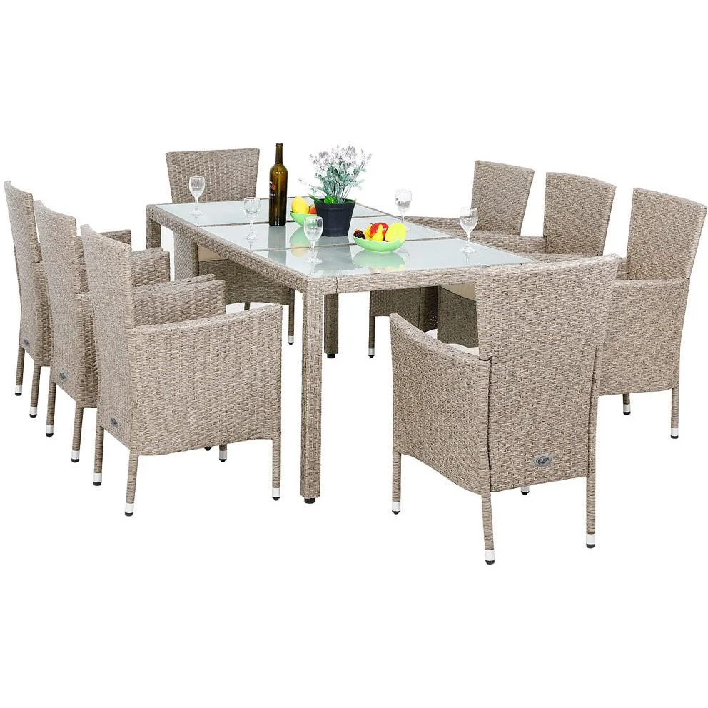 Garten-Set Polyrattan-Set 17 stapelbar Bali beige