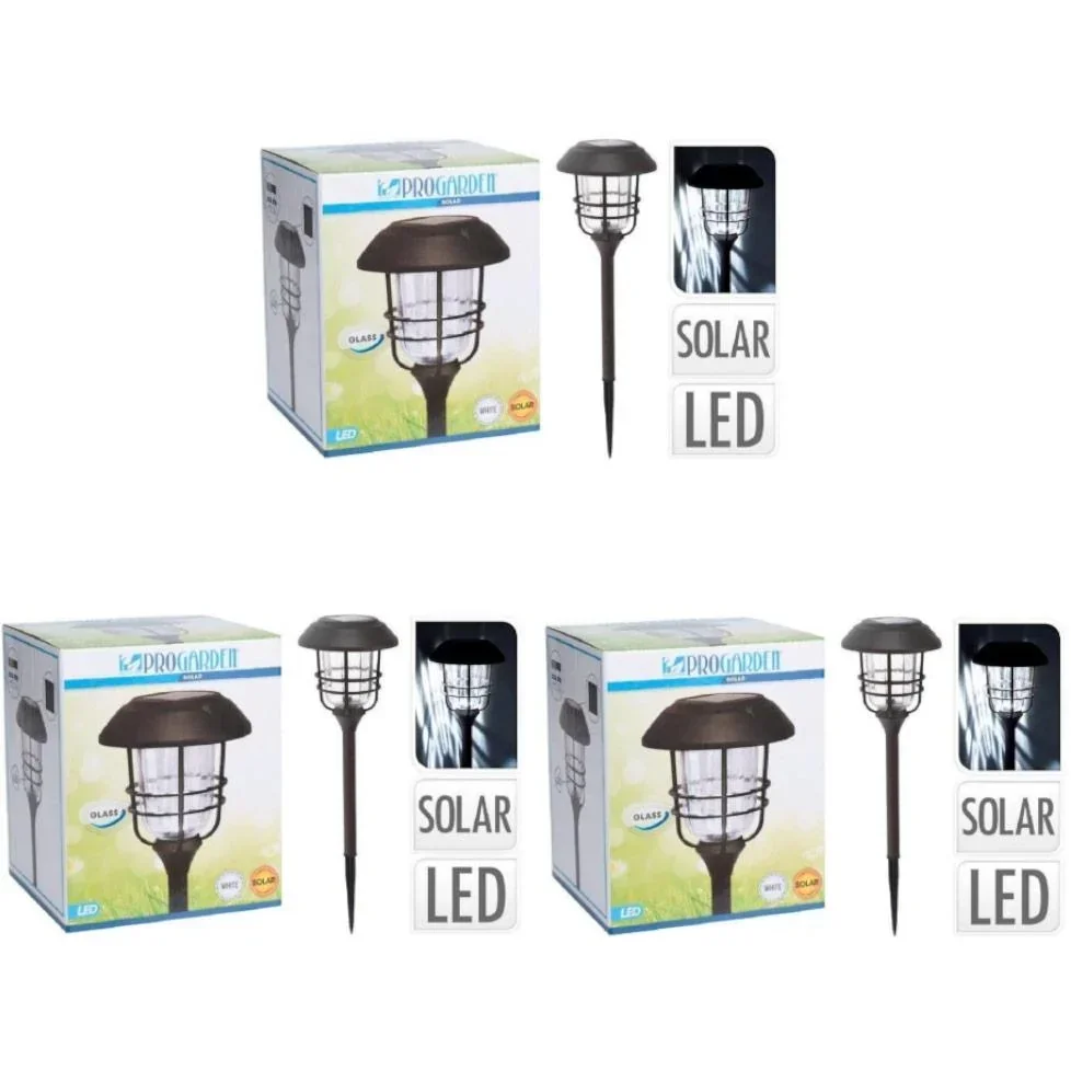 3x Progarden Solar-Gartenleuchte 170 x 58,5 cm - Alu mit Glas