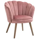 Esszimmerstuhl Küchenstuhl Sessel mit Rückenlehne Wohnzimmerstuhl Polyester Gummiholz Rosa 66 x 72 x 79 cm