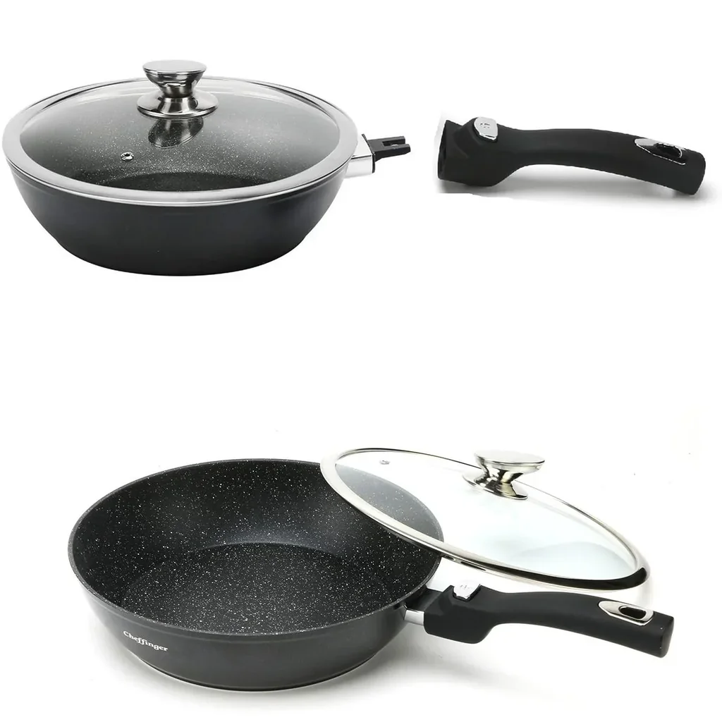 Wokpfanne - mit Deckel - 30cm - Schwarz