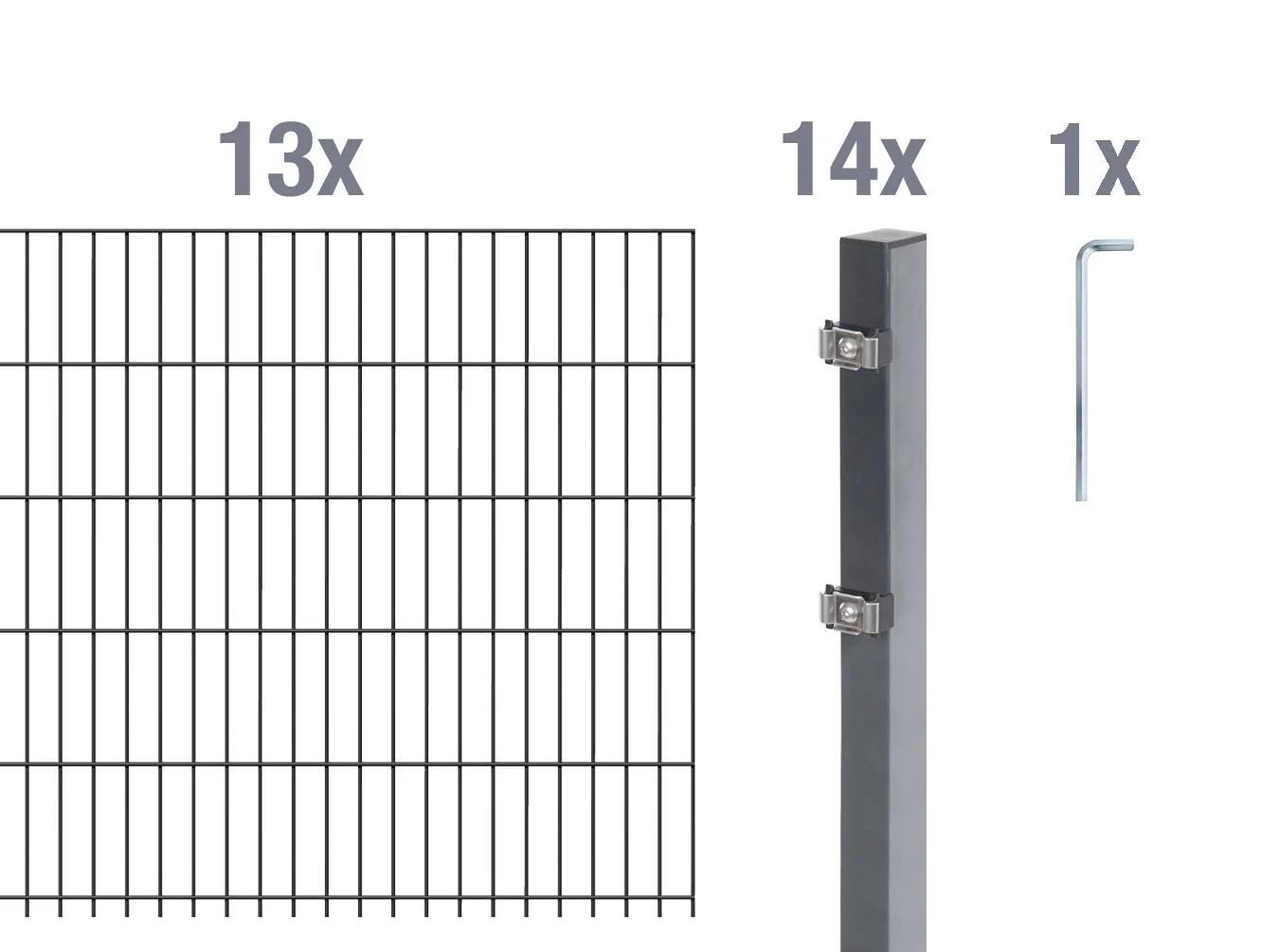 Doppelstabmattenzaun Komplettset, anthrazit, Höhe 160 cm, Länge 26 m