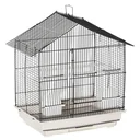Vogelkäfig Vogelhaus Vogelvoliere mit Sitzenstangen Futternäpfe ausnehmbarer Bodenschale Weiß 54 x 35 x 56 cm