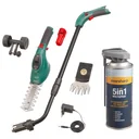 2 in 1 LI-ION Gras- und Heckenschere, 3,6 Volt + Kettensägenreiniger 400 ml