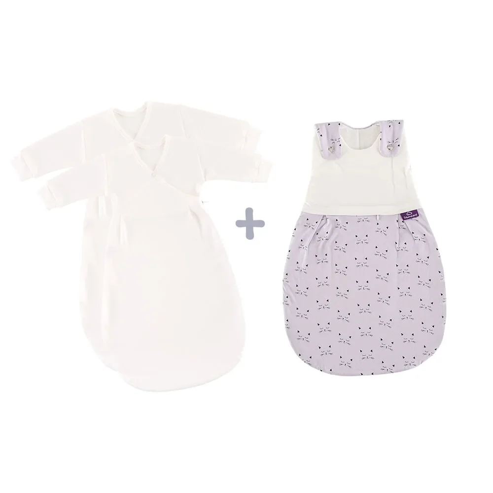 Träumeland Liebmich Baby Schlafsack, Schlummersack, Innenschlafsack 3tlg. Set - Schmusekatze, Grösse: 80/86