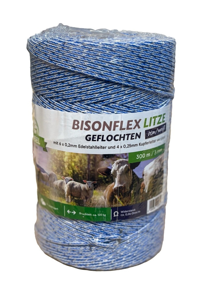 BisonFlex Litze geflochten 300m 3mm blau/weiß