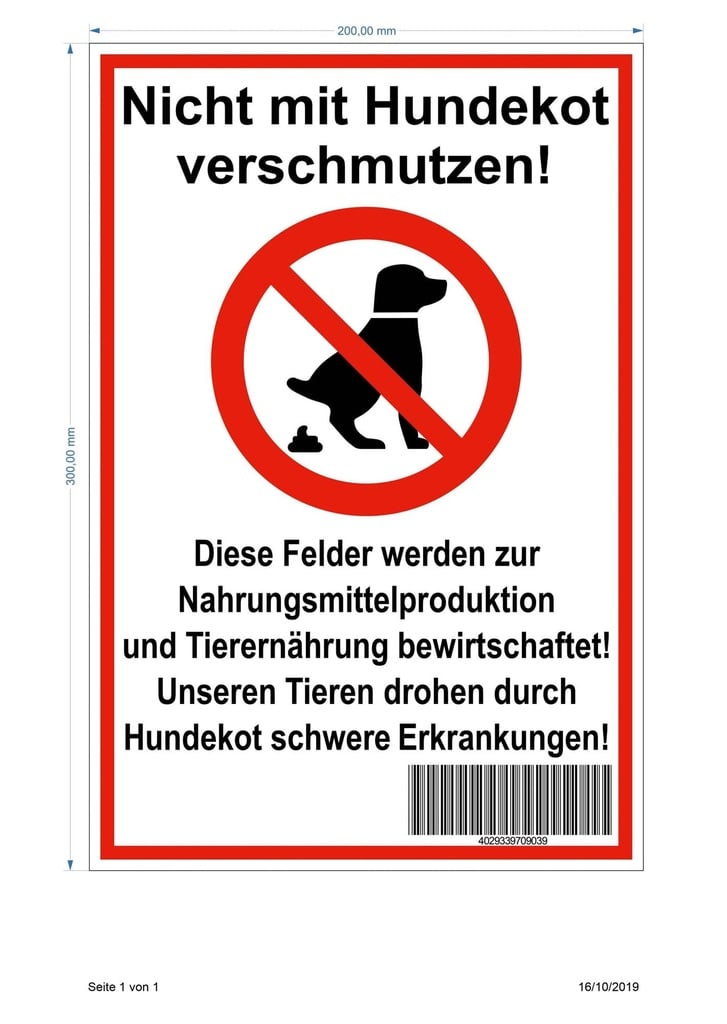 Fritz Göbel Warnschild „Hundekot“