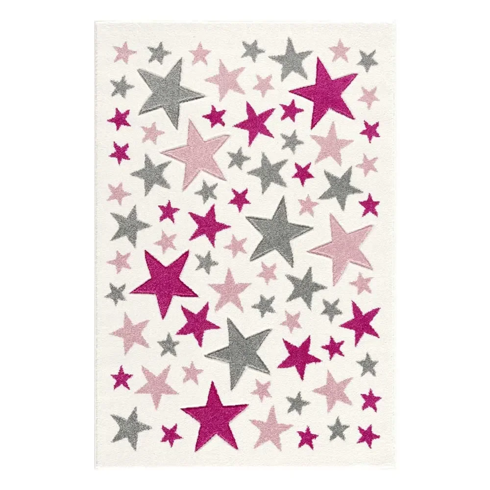 Livone Kinderteppich Stella Sterne rosa grau, Teppichgrösse: 160 x 230 cm