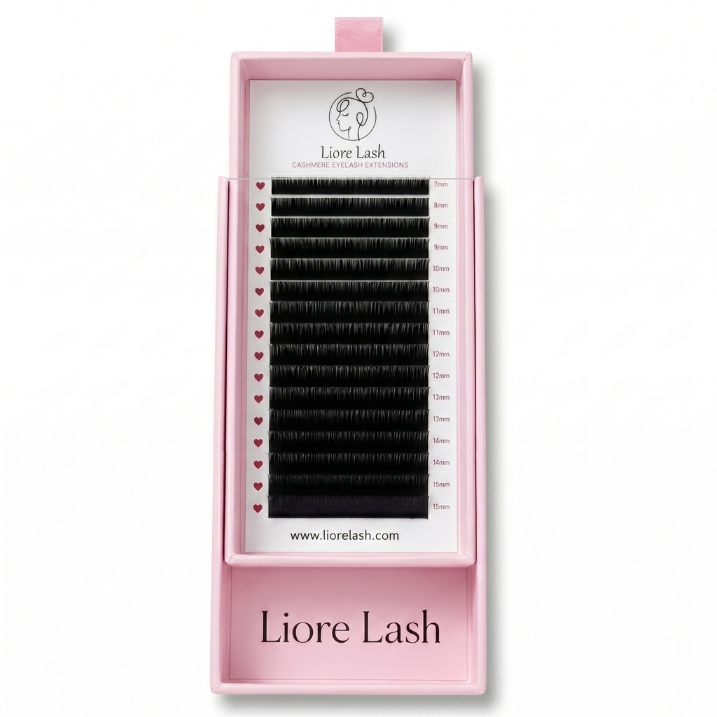 Liore Lash Wimpern für Verlängerungen, 16 Reihen, 0,05 mm, M-Curl, Längenmix 7-15 mm