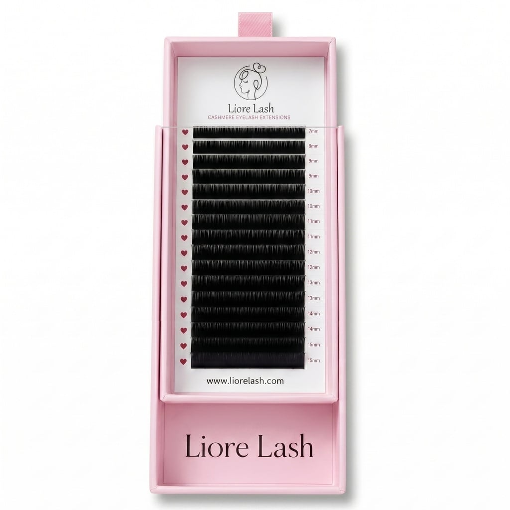 Liore Lash Wimpern für Verlängerungen, 16 Reihen, 0,05 mm, M-Curl, Längenmix 7-15 mm