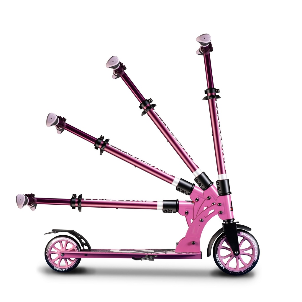 SIX DEGREES Aluminium Scooter Junior mit Klappmechanismus u. Ständer, 180/145 mm, höhenverstellbar, GS-geprüft, pink