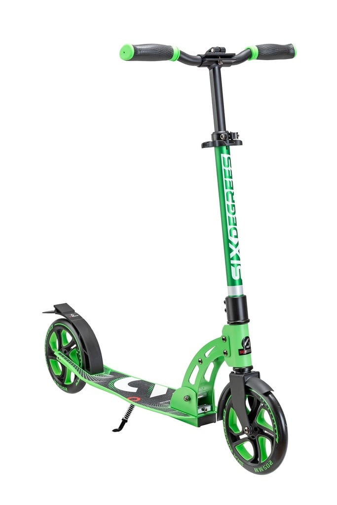 SIX DEGREES Aluminium Scooter mit Klappmechanismus u. Ständer, 205 mm, höhenverstellb., GS-geprüft, hellgrün, TESTSIEGER