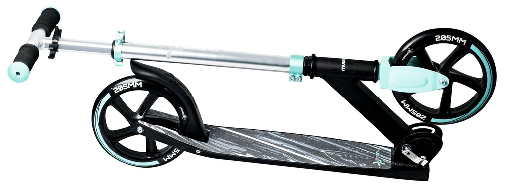 muuwmi Aluminium Scooter– Tretroller, 205 mm, ABEC 7, GS-geprüft, höhenverstellbar, XL-Deck, türkis