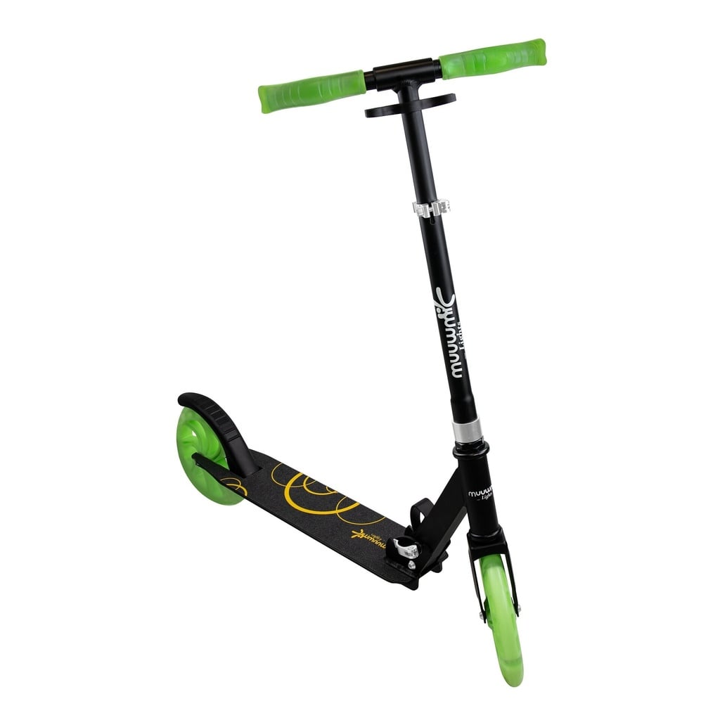 muuwmi Aluminium Scooter – Tretroller, 200 mm, ABEC 7, GS-geprüft, höhenverstellbar, LED-Leuchtrollen, Glow-Effekt