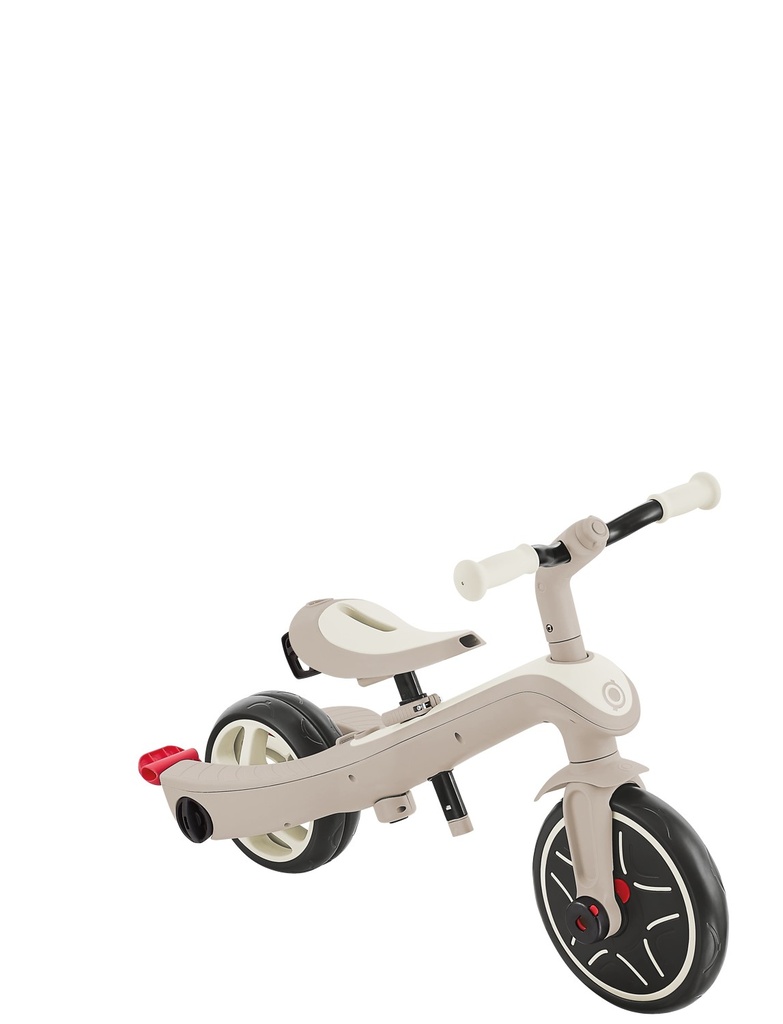 GLOBBER EXPLORER TRIKE 4in1 ECO – Kinderwagen, Dreirad und Laufrad, 10/8,5 Zoll, TPR-Sitz, höhenverstellbar, kokos weiß