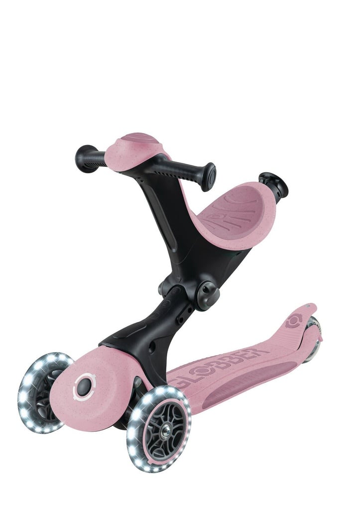 GLOBBER GO-UP DELUXE LIGHTS ECO 360 – 3 in 1 Aufsitzrad, Laufrad, Scooter, 120/80 mm, 3-rädrig, höhenverstellbar, beere