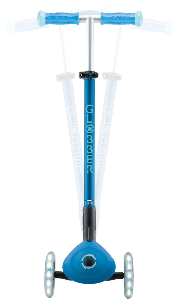 GLOBBER ELITE GLOW LIGHTS – Roller Kinder, 120/80 mm, 3-rädrig, verstellbar, LED-Leuchtrollen, Glow-Effekt, petrol