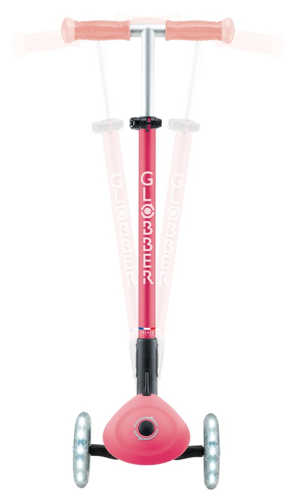 GLOBBER ELITE GLOW LIGHTS – Roller Kinder, 120/80 mm, 3-rädrig, verstellbar, LED-Leuchtrollen, Glow-Effekt, pastellrosa