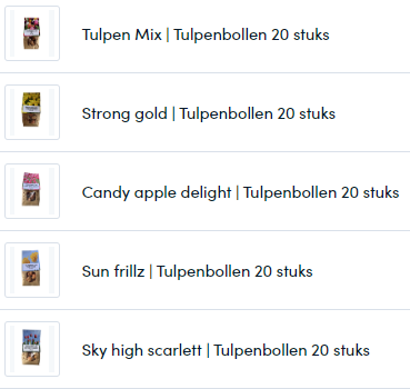 Verschiedene Tütchen Tulpenzwiebeln