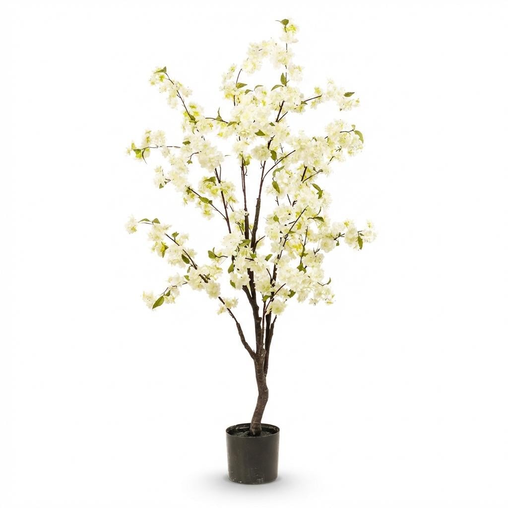 Kunstplant - Prunus - Kersenbloesem - Wit - 135cm 