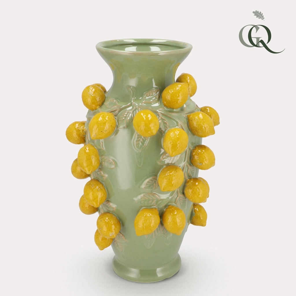Vase Stein M - H38 W24 - Pistazie grün-Zitrone