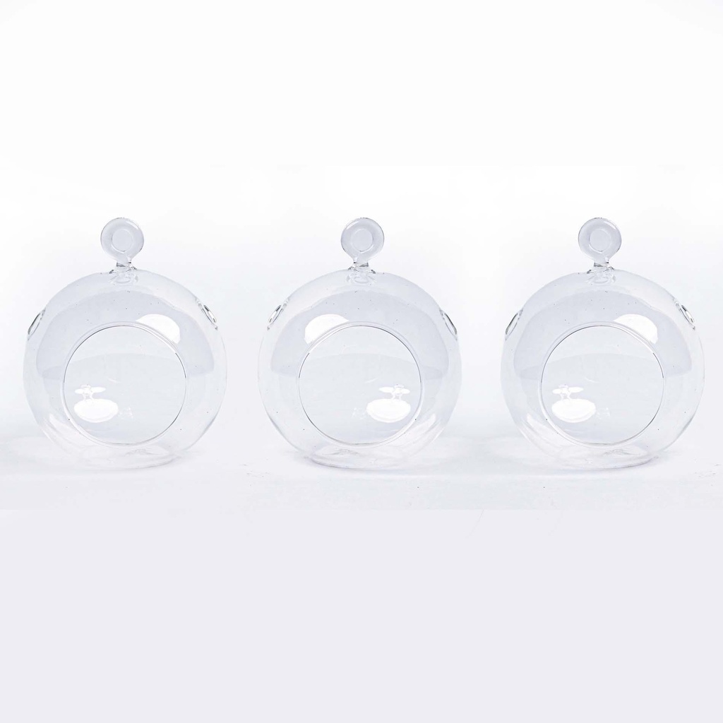 Weihnachtskugel Glas - Set von 3 - Transparent mit Haken - D10.5 H8 cm - Weihnachten