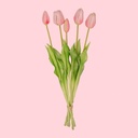 Tulpenstrauß Rosa - 5 Stück - 'Real Touch' Kunsttulpen - 42 cm (rosa)