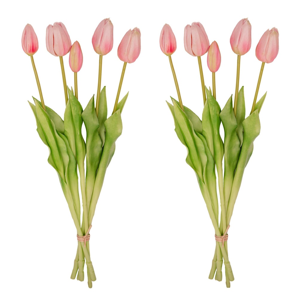 Tulpenstrauß Rosa - 10 Stück - 'Real Touch' Kunsttulpen - 42 cm (Rosa)