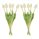 Tulpenstrauß Weiß/Grün - 10 Stück - 'Real Touch' Kunsttulpen - 42 cm (weiß/grün)