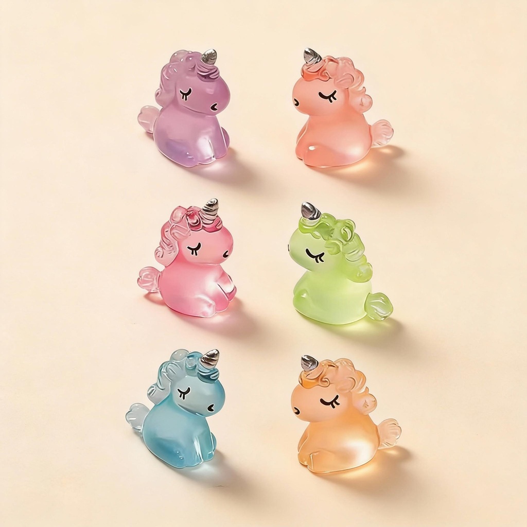 Leuchten im Dunkeln - Einhörner - Mehrfarbig - ↑ 2,5 cm - 6 Stück