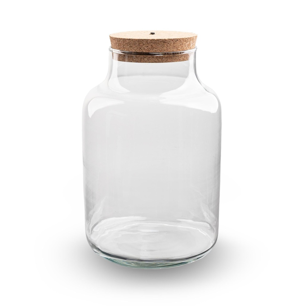 Terrarium Flasche mit Beleuchtung - Milchig - Ø 21 cm Höhe ca. 30 cm