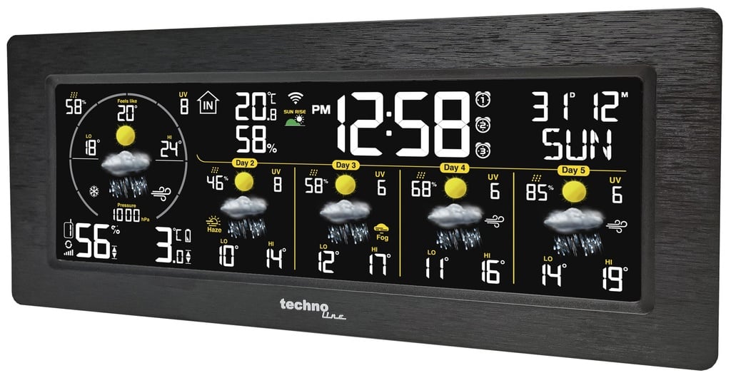 WD3050 WLAN WetterDirekt-Station mit App (Smart Life) – 5-Tage-Vorhersage, Farb-LCD, Außensensor, Temperatur, Luftdruck, UV-Index & DCF77-Funkuhr